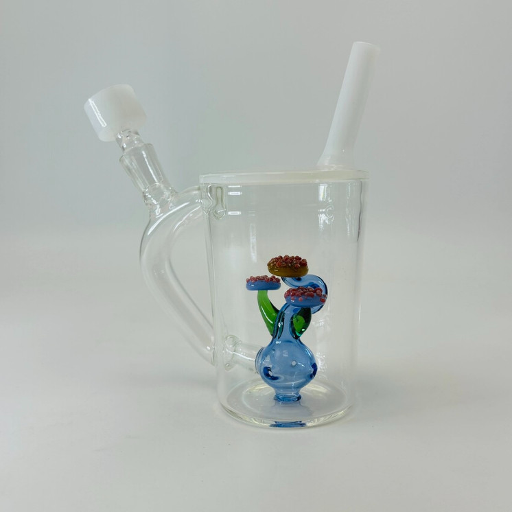 Cup Mug Waterpipe With Mushroos Perc - 7 Inch - RH-283 - WPAG327