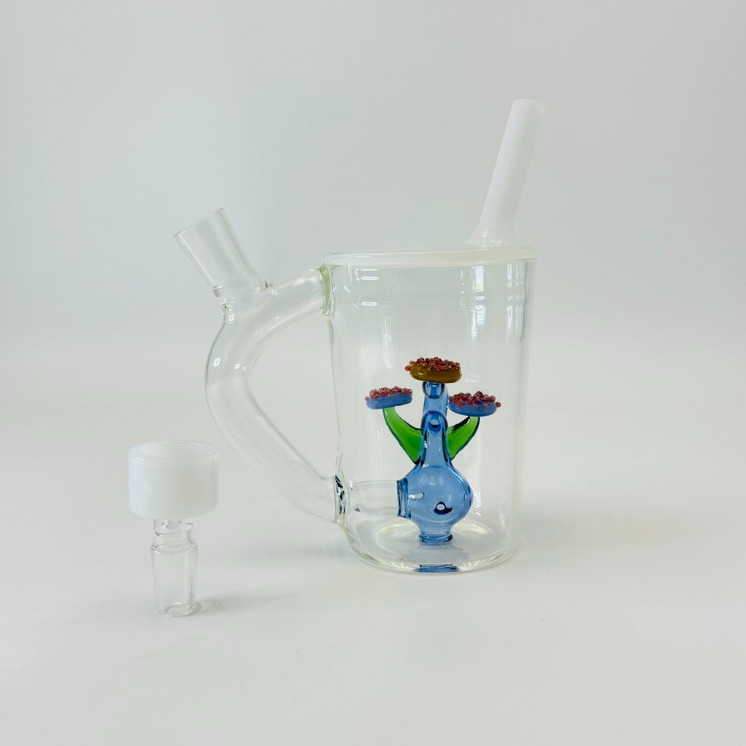 Cup Mug Waterpipe With Mushroos Perc - 7 Inch - RH-283 - WPAG327