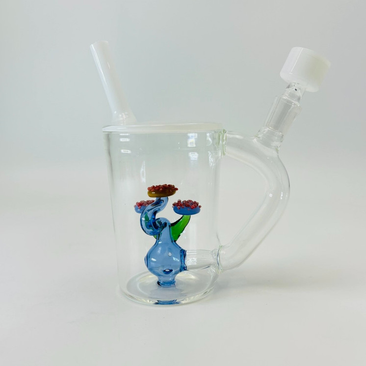 Cup Mug Waterpipe With Mushroos Perc - 7 Inch - RH-283 - WPAG327