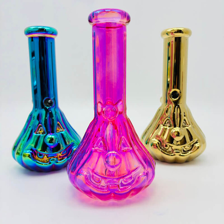 Waterpipe Beaker With Face - 8" Inches - Electroplated