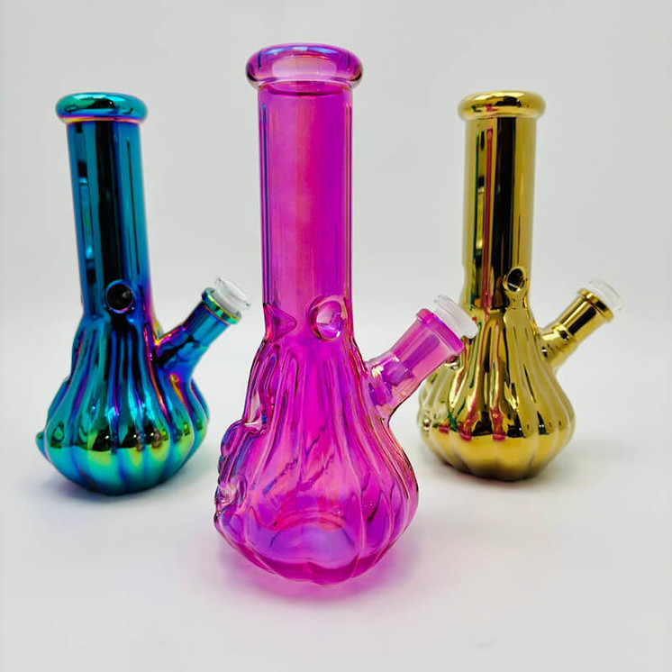 Waterpipe Beaker With Face - 8" Inches - Electroplated