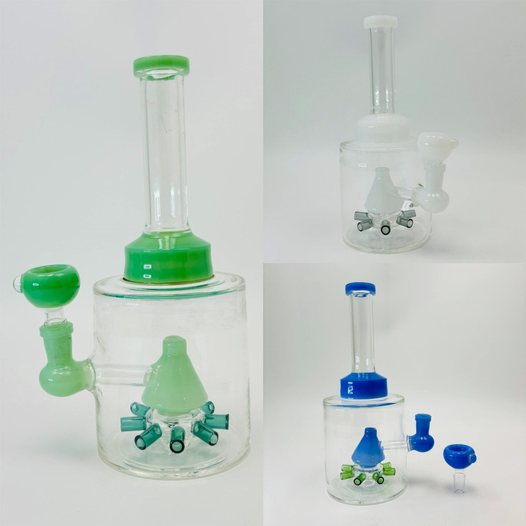 Pyramid Showerhead Perc Waterpipe - 10 Inch - RH-292