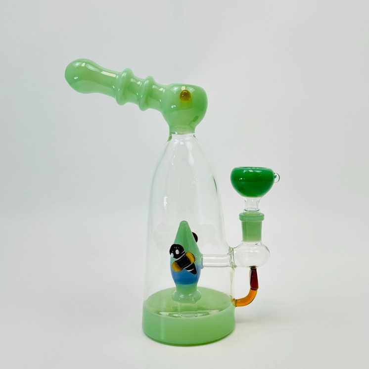 Fancy Waterpipe with Bee Showerhead Perc - 10 Inch - RH-294
