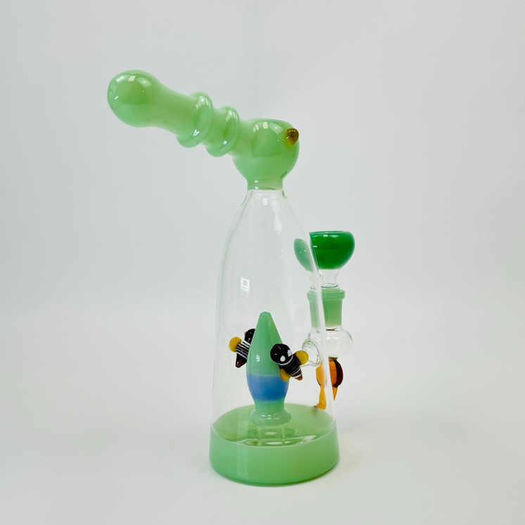 Fancy Waterpipe with Bee Showerhead Perc - 10 Inch - RH-294