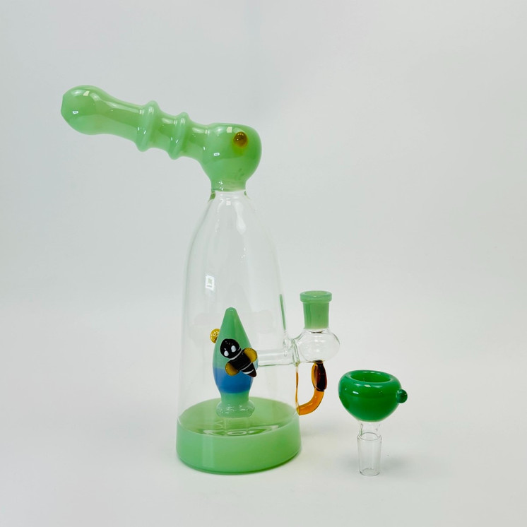 Fancy Waterpipe with Bee Showerhead Perc - 10 Inch - RH-294