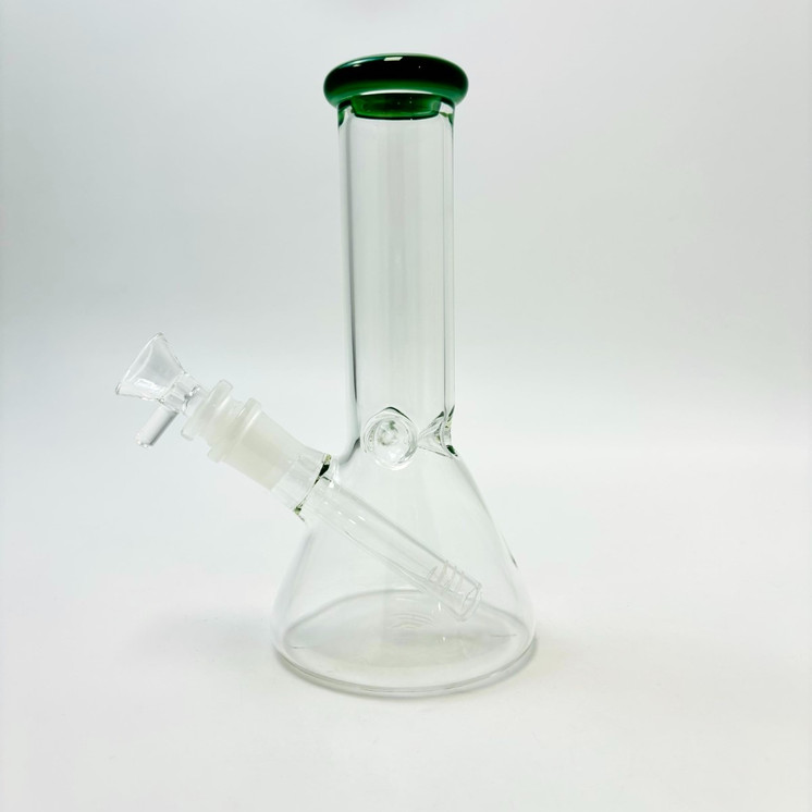 Beaker Waterpipe with Color Rim - 8 Inch -  Price Per Piece