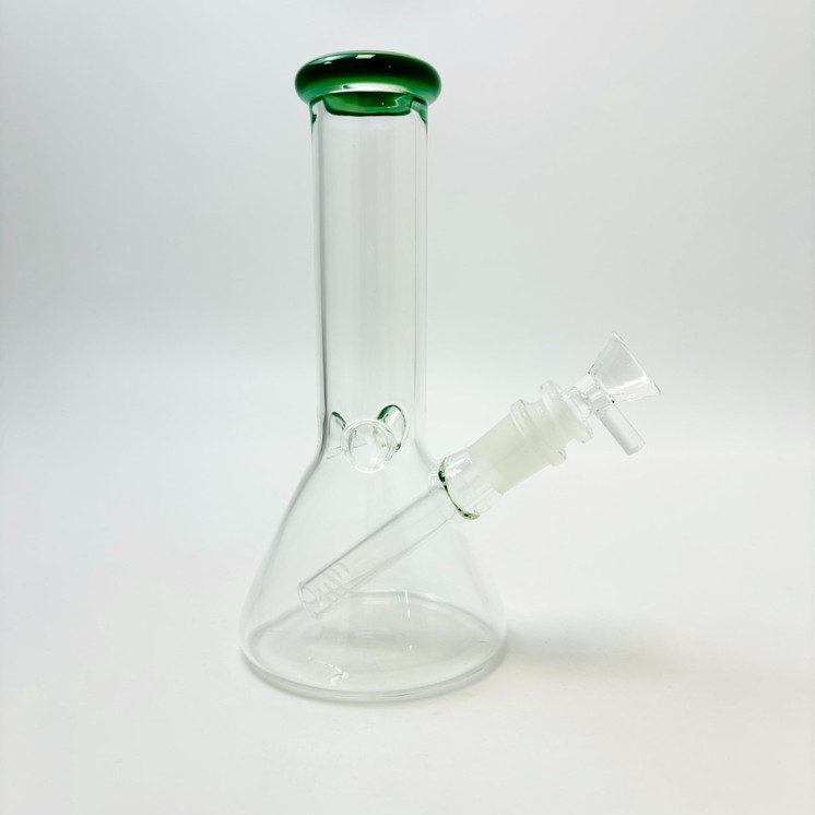 Beaker Waterpipe with Color Rim - 8 Inch -  Price Per Piece