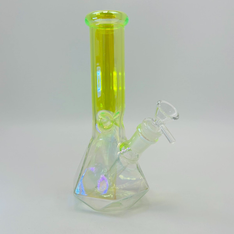 Electroplated 2-tone Diamond Cut Beaker Waterpipe - 8 Inch - Assorted Colors - Price Per Piece