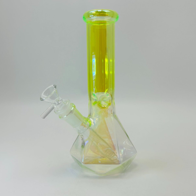 Electroplated 2-tone Diamond Cut Beaker Waterpipe - 8 Inch - Assorted Colors - Price Per Piece