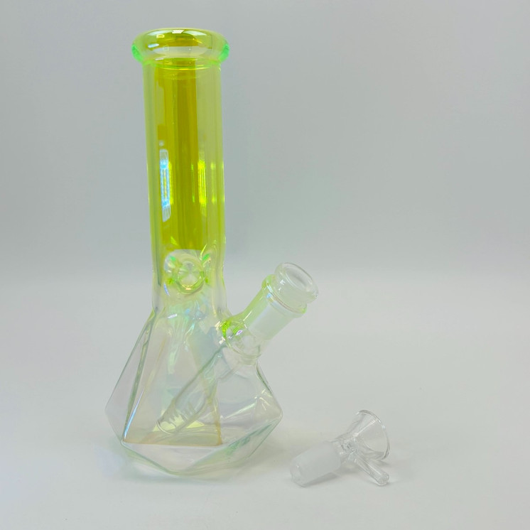 Electroplated 2-tone Diamond Cut Beaker Waterpipe - 8 Inch - Assorted Colors - Price Per Piece