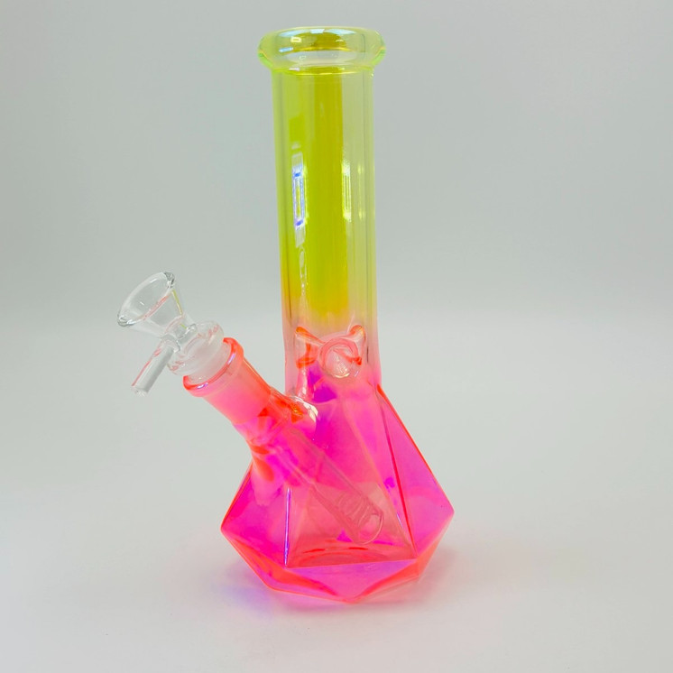 Electroplated 2-tone Diamond Cut Beaker Waterpipe - 8 Inch - Assorted Colors - Price Per Piece