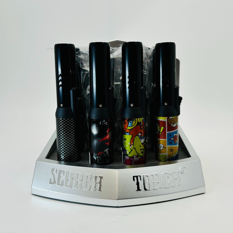 Scorch Torch Black Graffitti & Leaf Design Torch - 12 Counts Per Display - Assorted Design - 61664