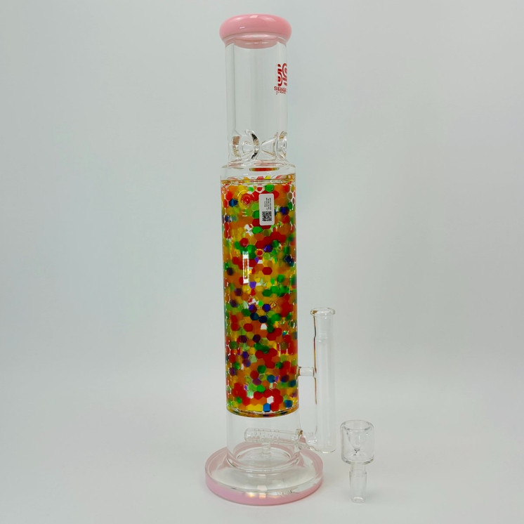 Sense Glass Straight Waterpipe with Water Beads - 15 Inch - WP-2801