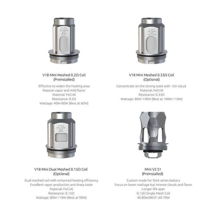 Smok V18 Mini Mesh Coils - 3 Counts Per Pack