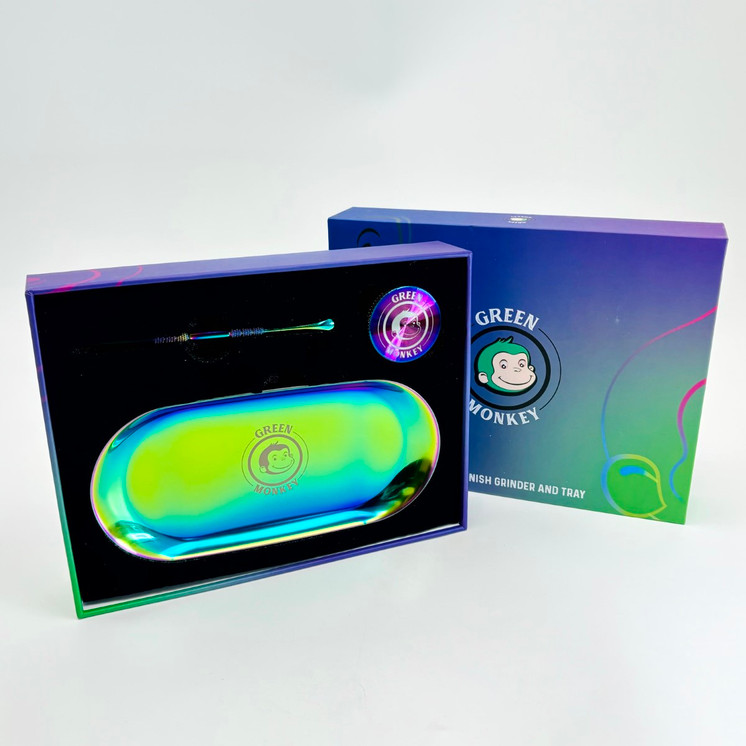 Green Monkey Grinder And Tray Kit - Rainbow