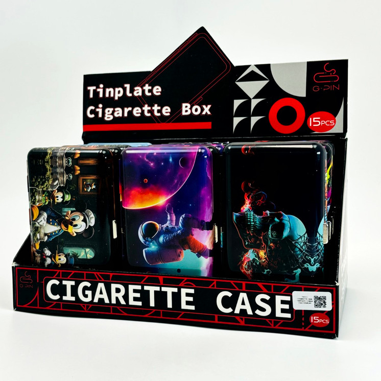 Tinplate Cigarette Case - 110mm - 15 Counts Per Display - Assorted