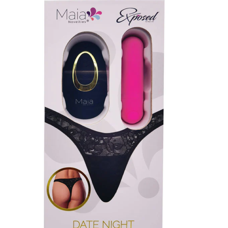 Maia Date Night Adult Toy - Panty Vibe Bullet With Silk Thong - Pink