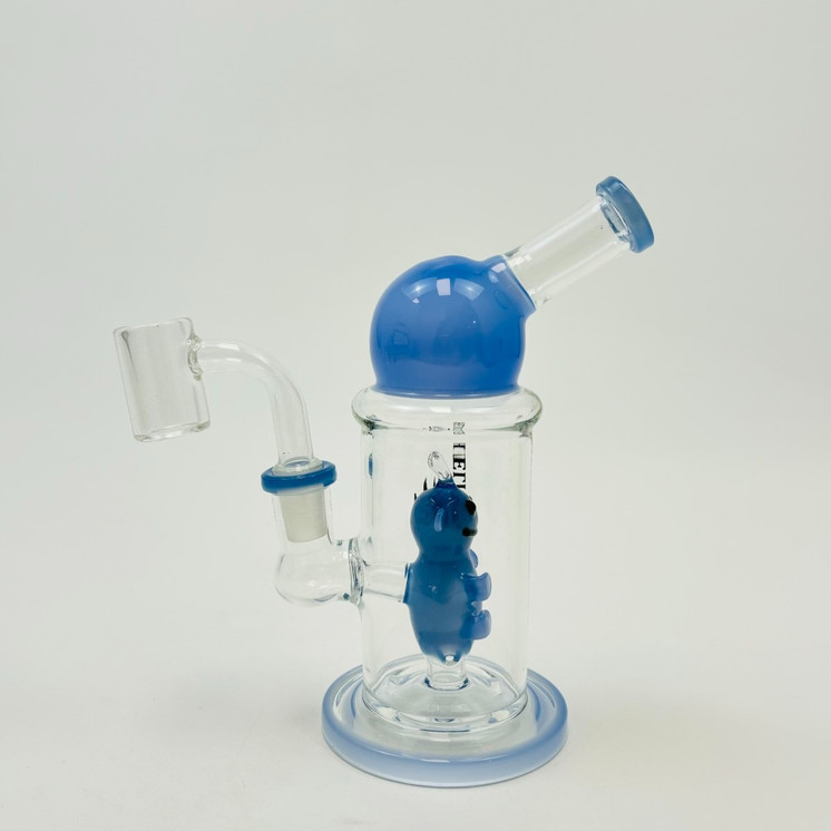 Helios Glass Straight Waterpipe with Character Perc - 7 Inch - Assorted Colors