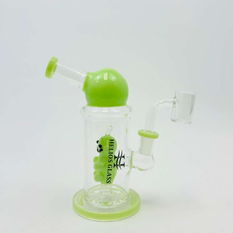 Helios Glass Straight Waterpipe with Character Perc - 7 Inch - Assorted Colors
