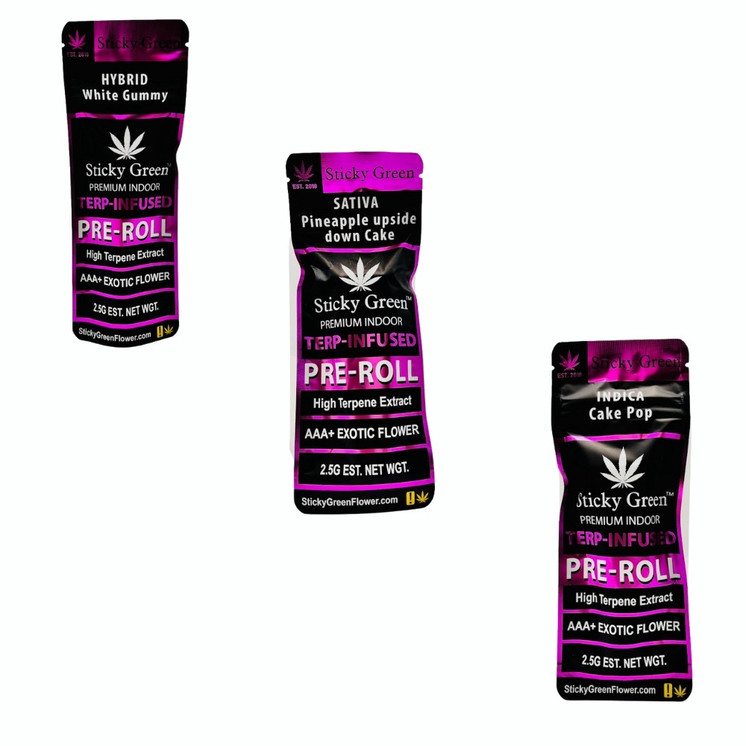 STICKY GREEN AAA+ Exotic Terp Infused 1.25g PreRoll 2/Pk