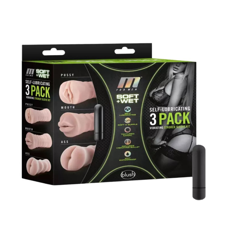 BLUSH SOFT + WET Adulty Toy VIBRATING STROKER Kit