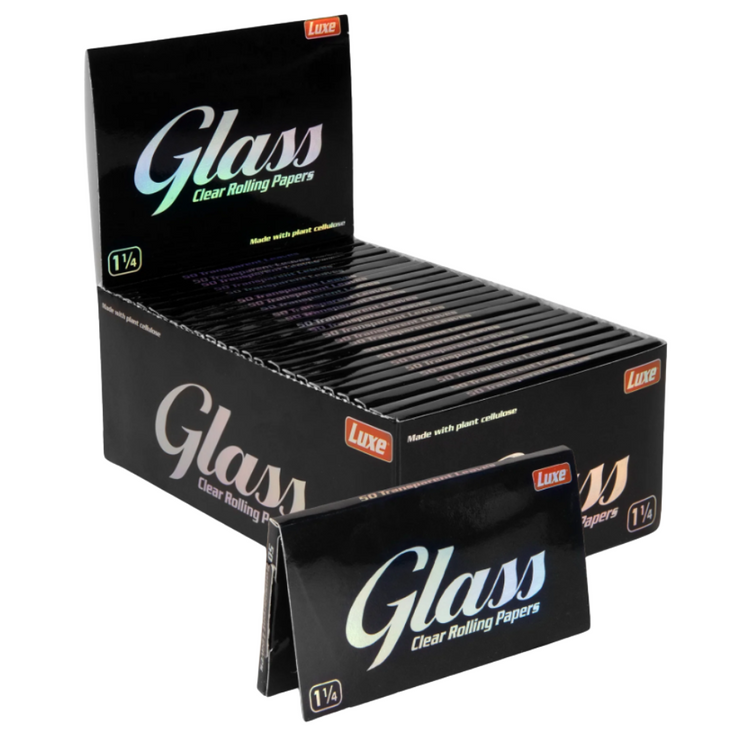  LUXE GLASS CLEAR ROLLING PAPER 1 1/4  24/BX