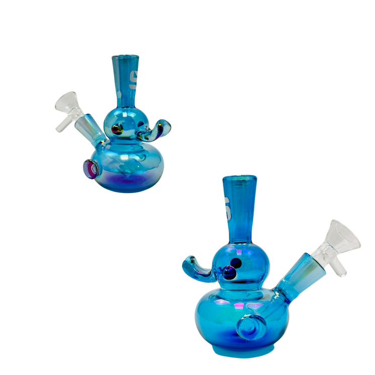 SILO GLASS WATERPIPE 4" DUCK SILO-132 BLUE