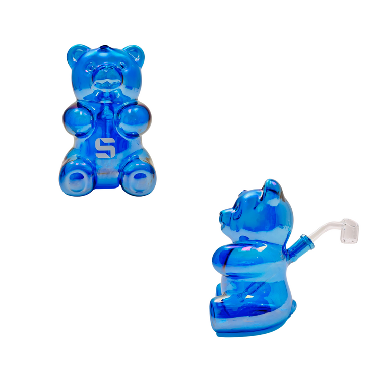 SILO GLASS WATERPIPE 5" TEDDY BEAR SILO-131 BLUE