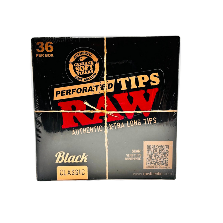 RAW PERFORATED EXTRA WIDE BLACK TIPS 36/BOX