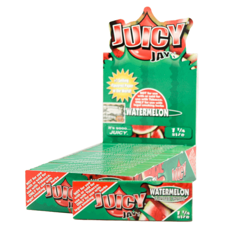 Juicy Jay's 1 1/4'' Rolling Paper - 32 Leaves Per Pack - 24 Packs Per Box - WATERMELON