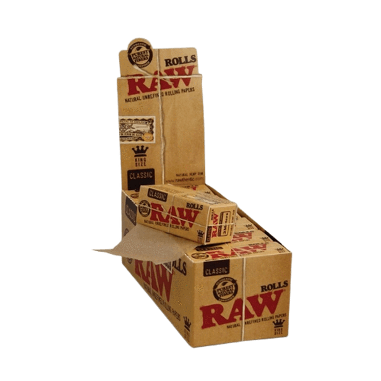 RAW CLASSIC ROLLS ROLLING PAPER KING SIZE 55MM FULL BOX - 12 PER BOX