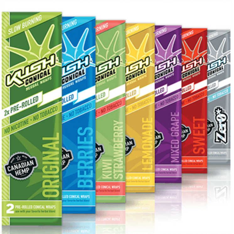 KUSH HERBAL WRAPS CONES 2 Wraps / Pack - 25 IN BOX