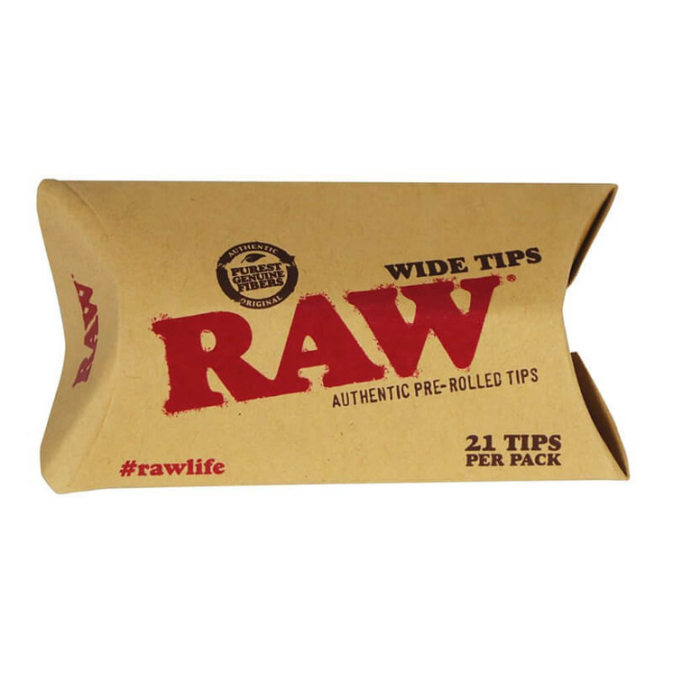 RAW - PRE-ROLLED TIPS WIDE - 21 COUNT PER PACK