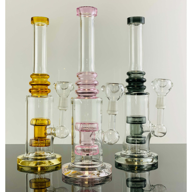 WATERPIPE 10" INCH - RIBBED RING TUBE WITH DUAL PERC