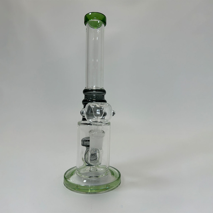 Ribbed Ring Tube Waterpipe With Dual Perc - 10 Inch