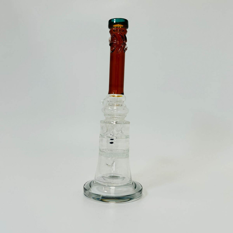 Honey Comb Waterpipe With Ice Catcher - 12 Inch - WPLG229-AMBER
