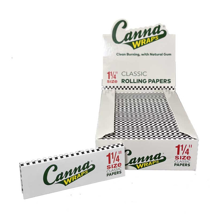 CANNA WRAPS ULTRA THIN PAPERS - 1 1/4 SIZE - 25 PIECES PER BOX - CLASSIC