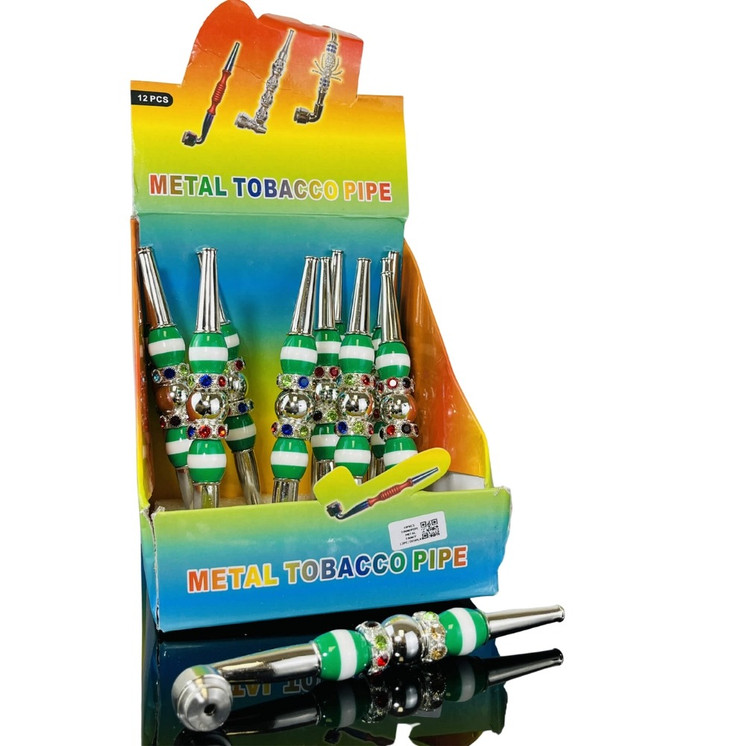FANCY HANDPIPE METAL - 12 HANDPIPES PER DISPLAY - ASSORTED COLOR AND DESIGN