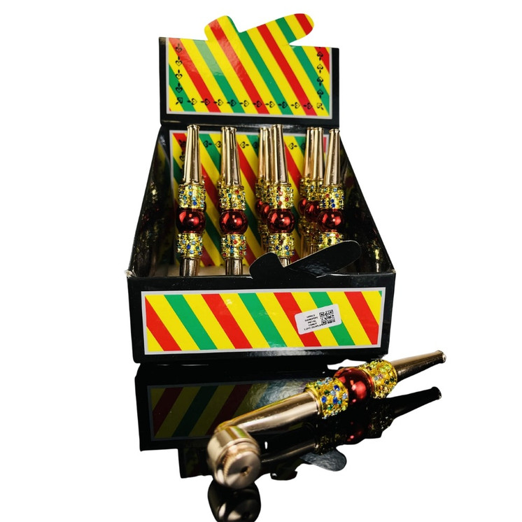 Fancy Handpipe Metal - 12 Handpipes Per Display - Assorted Color And Design