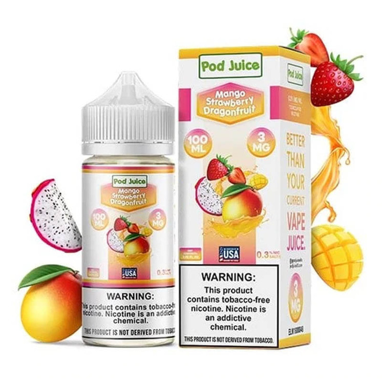 POD JUICE FREEBASE 100ML-mango strawberry dragonfruit
