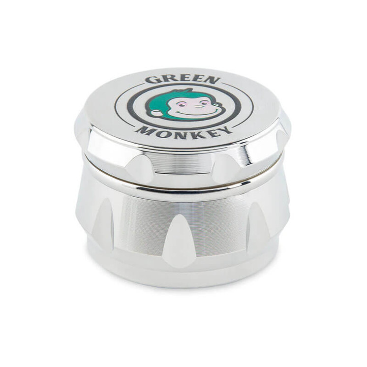 GRINDER GREEN MONKEY BABOON - 50MM - 4 PARTS -SILVER COLOR