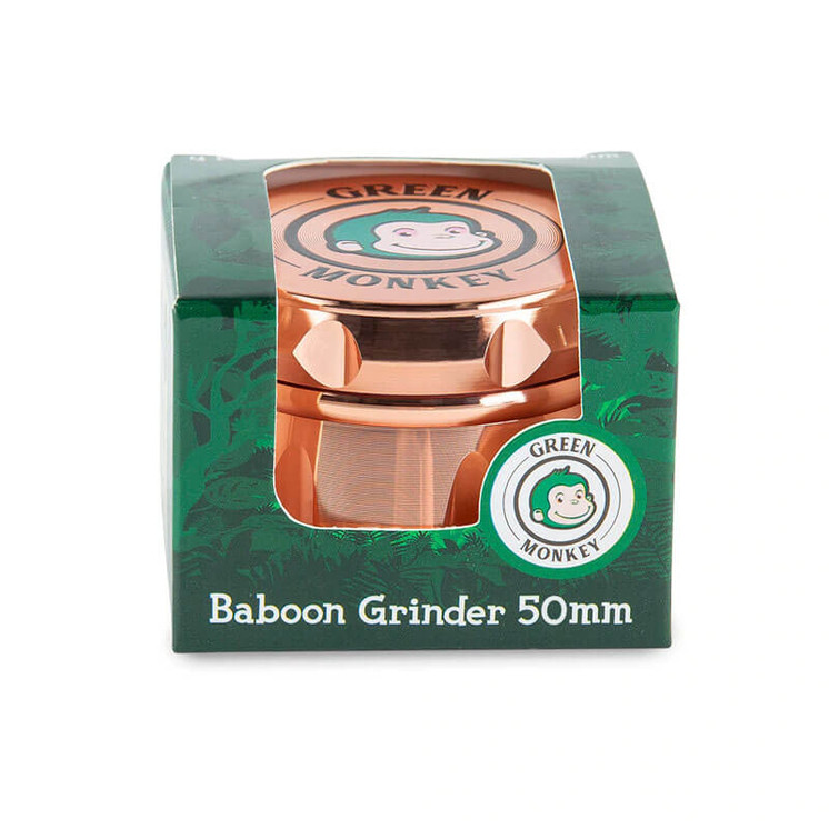 GRINDER GREEN MONKEY BABOON - 50MM - 4 PARTS -GOLD COLOR