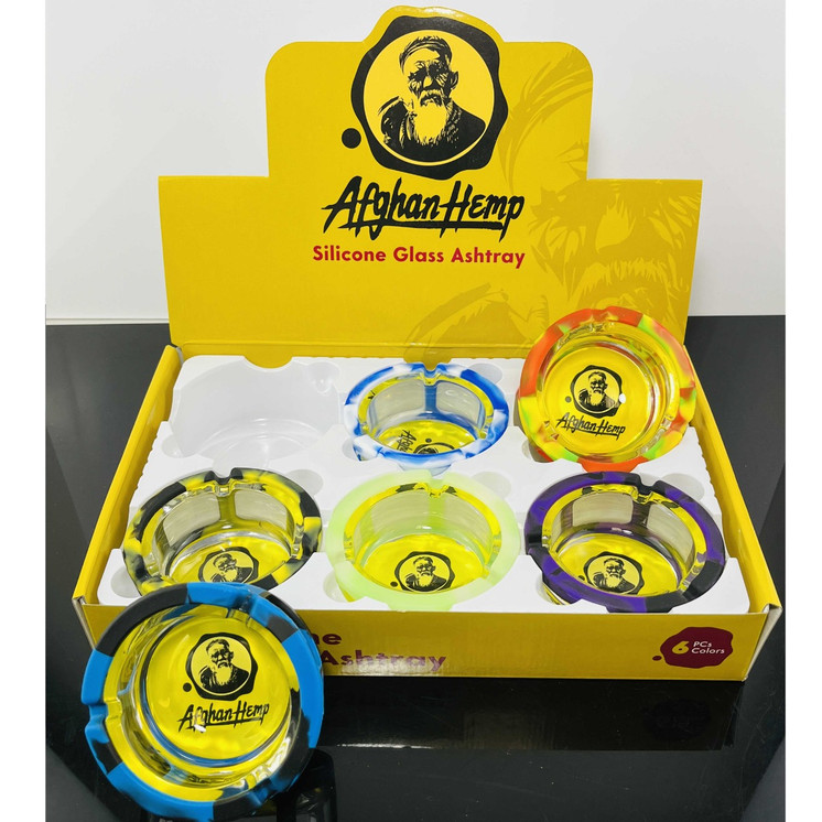 ASHTRAY GLASS WITH SILICONE SKIN - ASSORTED DESIGNS
                            