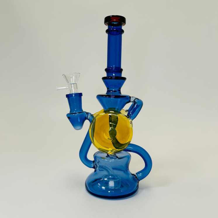 WATERPIPE 9.5" INCH - RECYCLER DOUBLE CIRCLE WITH SHOWERHEAD PERC 