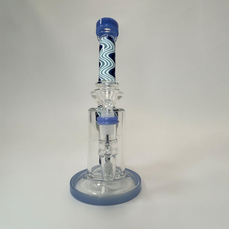 Bent Neck Swirled Waterpipe With Showerhead Perc - 9 Inch - WPVC149