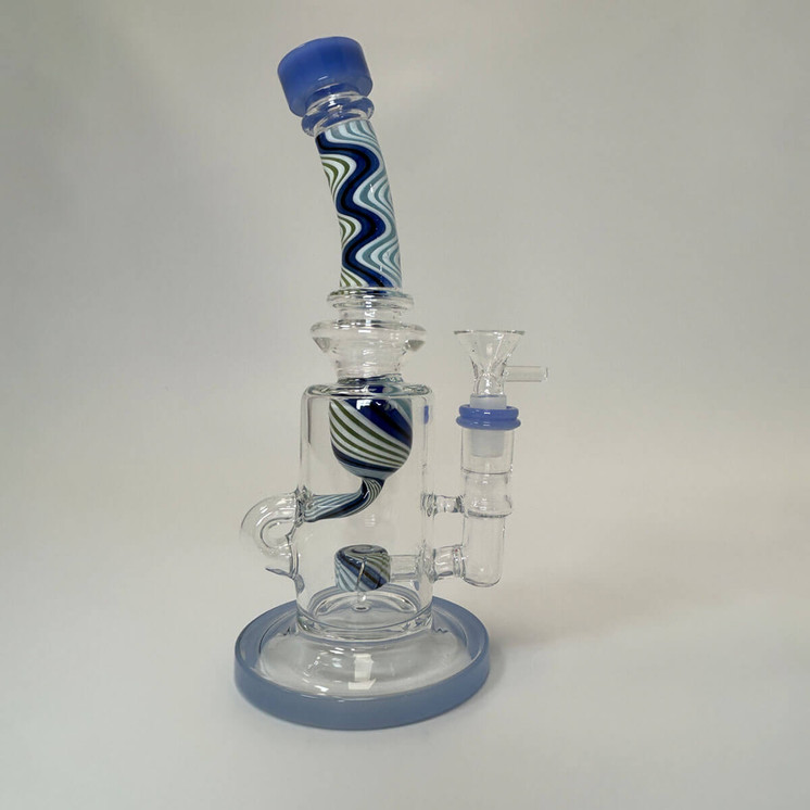 Bent Neck Swirled Waterpipe With Showerhead Perc - 9 Inch - WPVC149