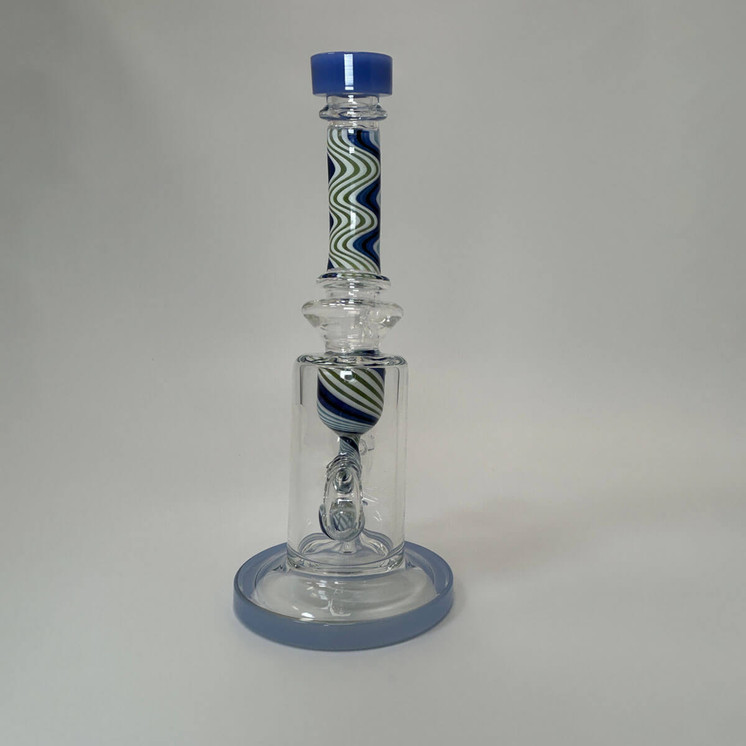 Bent Neck Swirled Waterpipe With Showerhead Perc - 9 Inch - WPVC149
