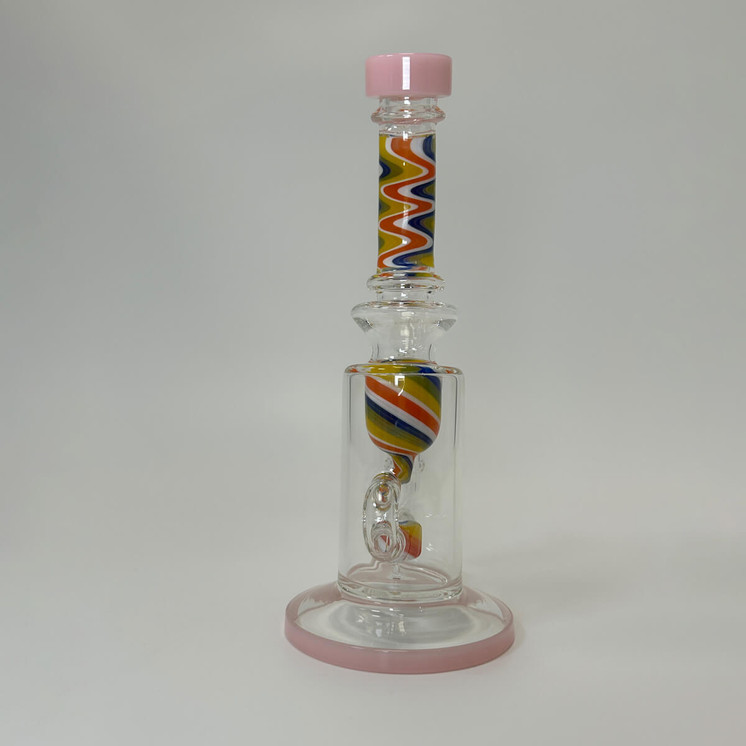 Bent Neck Swirled Waterpipe With Showerhead Perc - 9 Inch - WPVC149