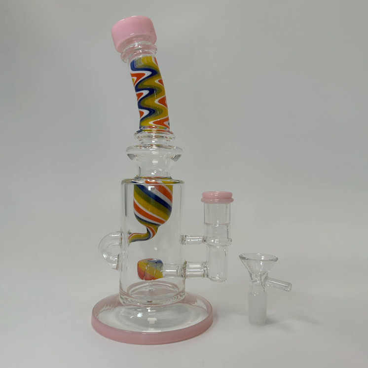 Bent Neck Swirled Waterpipe With Showerhead Perc - 9 Inch - WPVC149