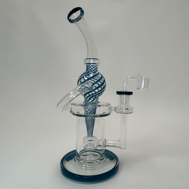 Waterpipe 10 Inch - Recycler Color Swirl Ball With Showerhead Perc